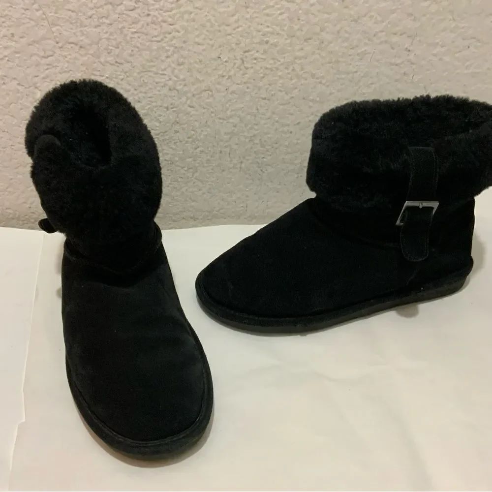 Bearpaw Brown Fur Trim Buckle Short Boots 8